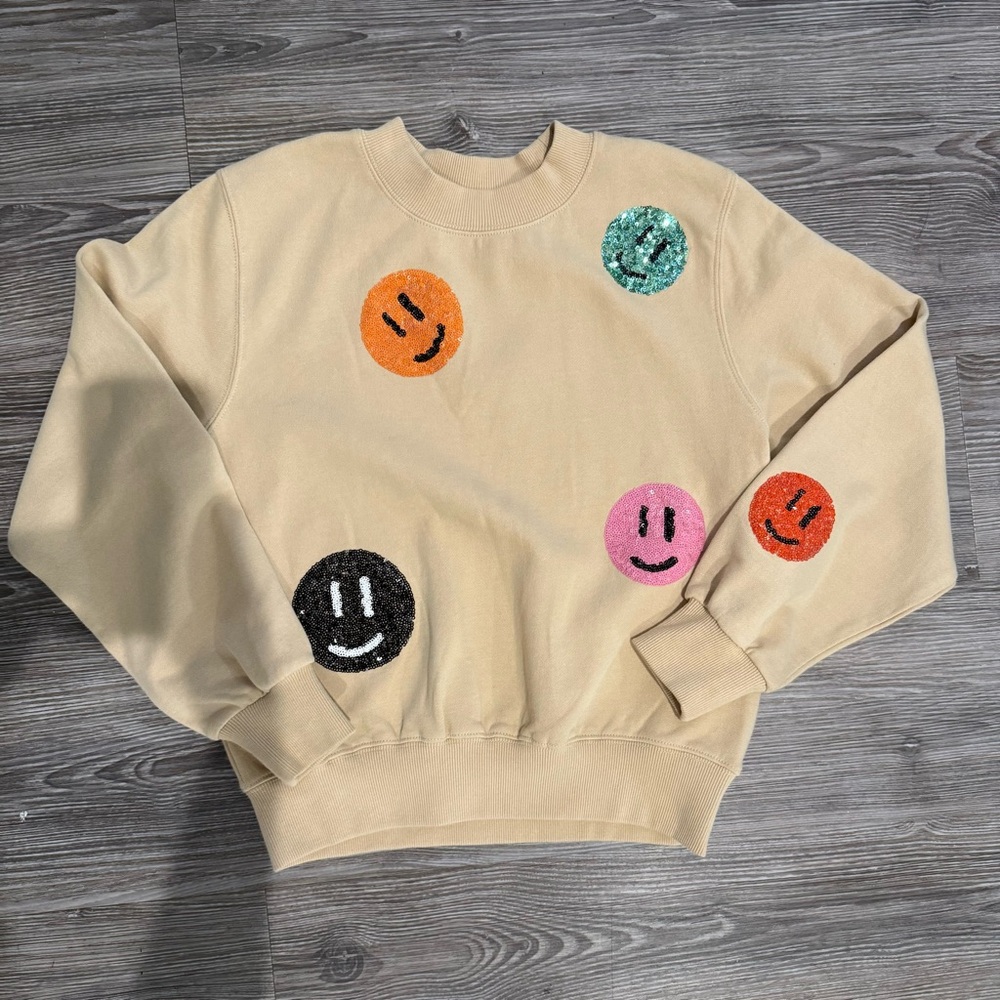 Molo Sequin Smiley Sweatshirt Beige – Size 152 (11/12Y) - Picture 1 of 2